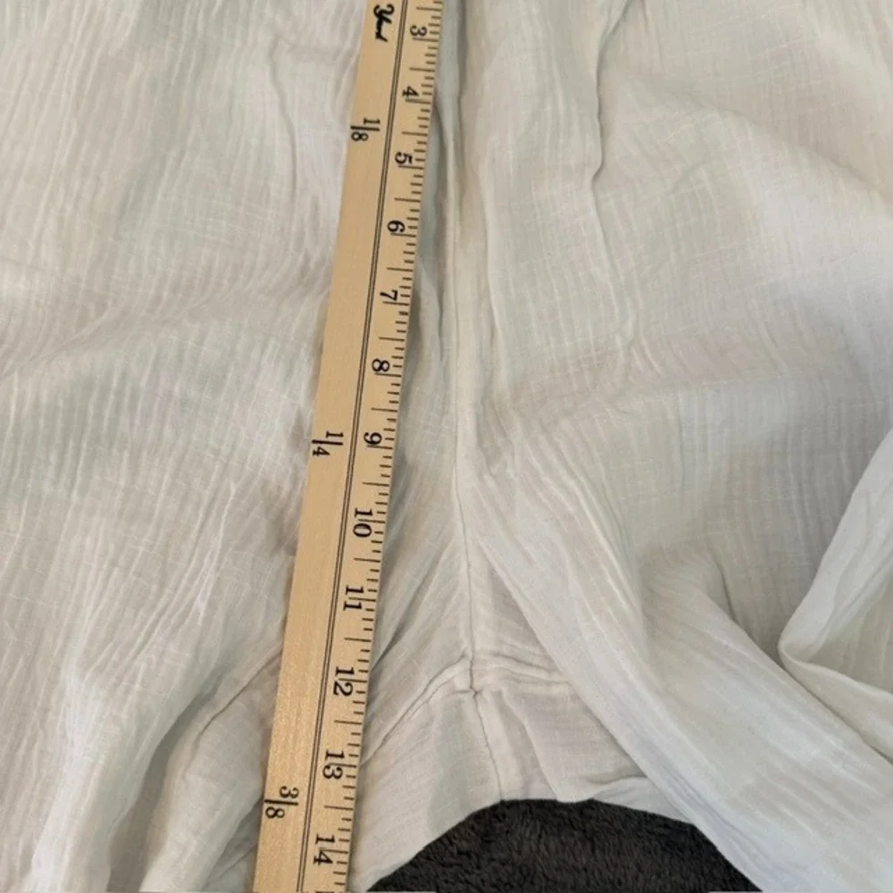 J.Crew Soleil Gauzy Cotton Pants Wide Leg Tie Waist Elastic White Large